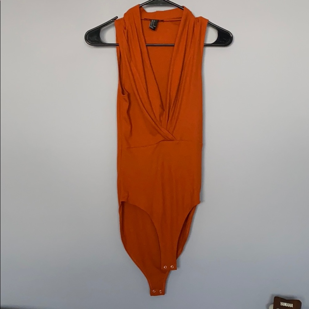 Tank top body suit with deep v neck